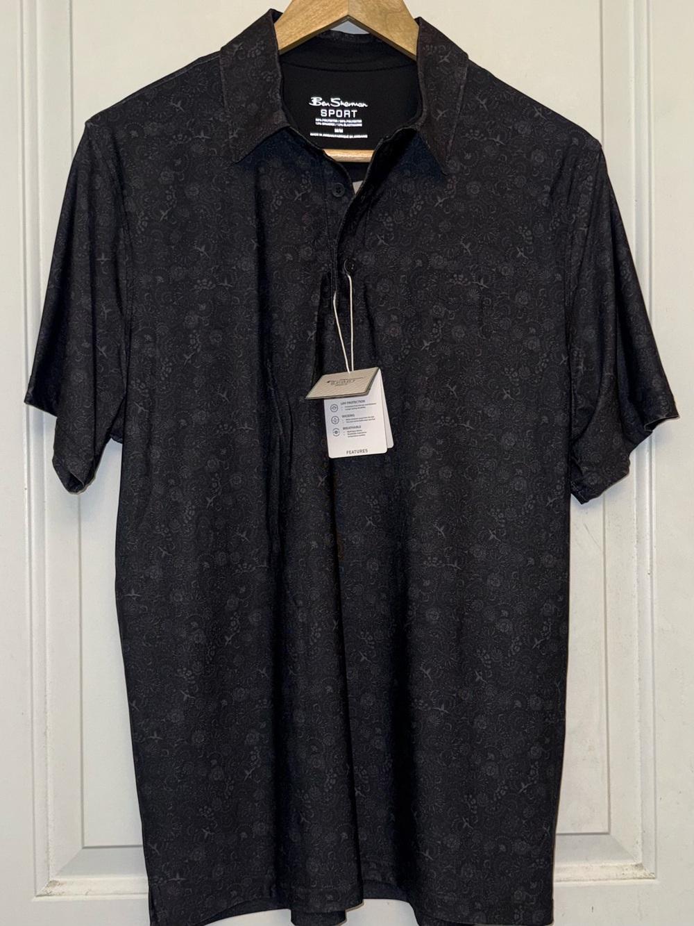 Ben Sherman Sport NWT “Fields of Black” Short-Sleeve Performance Polo